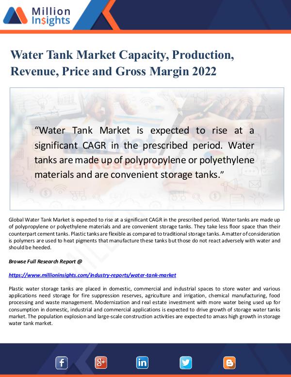 Market Updates Water Tank Market Capacity, Production 2022