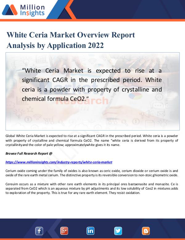 Market Updates White Ceria Market Overview Report Analysis 2022