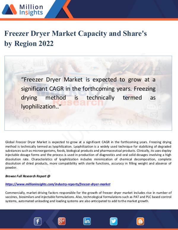 Market Updates Freezer Dryer Market Capacity and Share's 2022