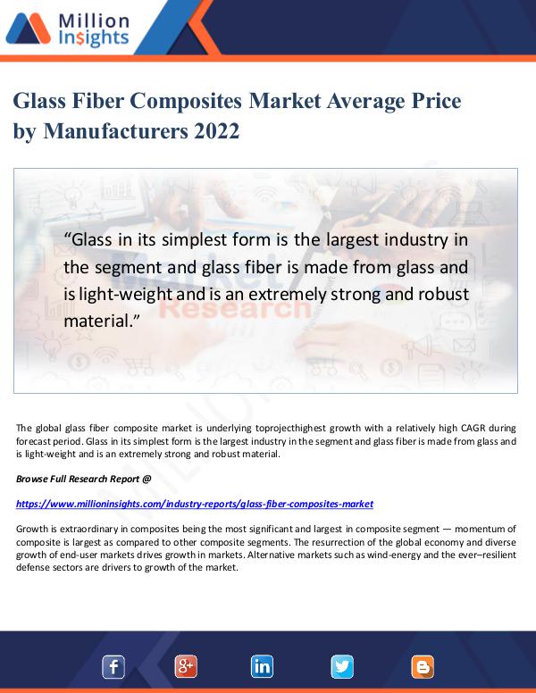 Market Updates Glass Fiber Composites Market Average Price 2022