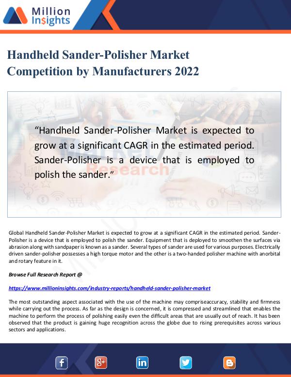 Market Updates Handheld Sander-Polisher Market Competition 2022