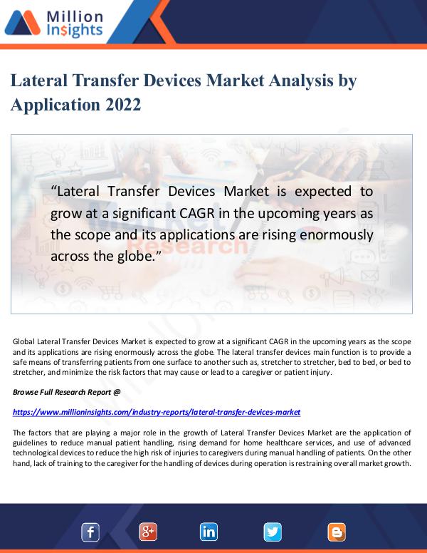 Market Updates Lateral Transfer Devices Market Analysis by 2022