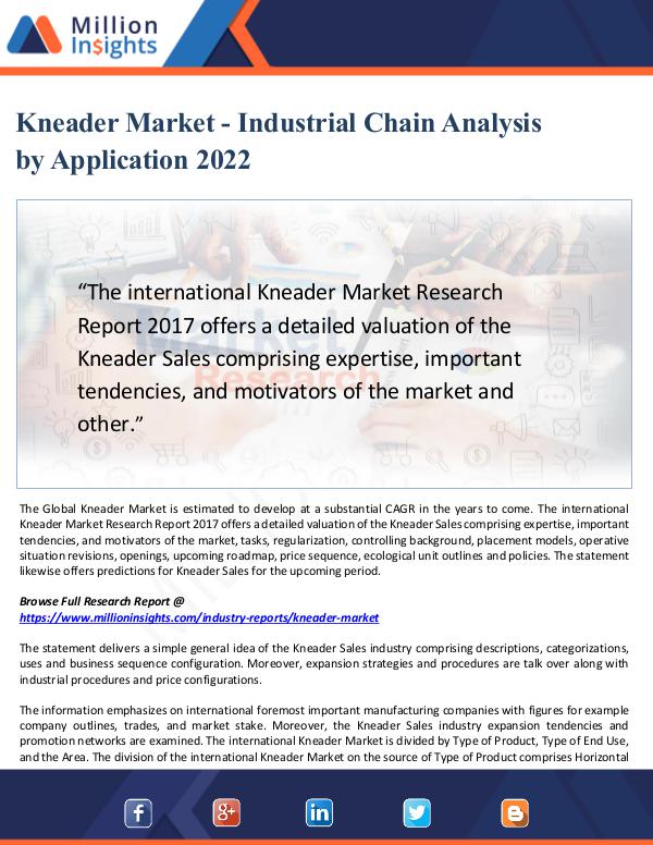 Market Updates Kneader Market - Industrial Chain Analysis 2022