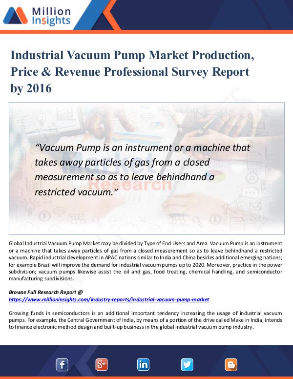 Market Updates Industrial Vacuum Pump Market Production 2021