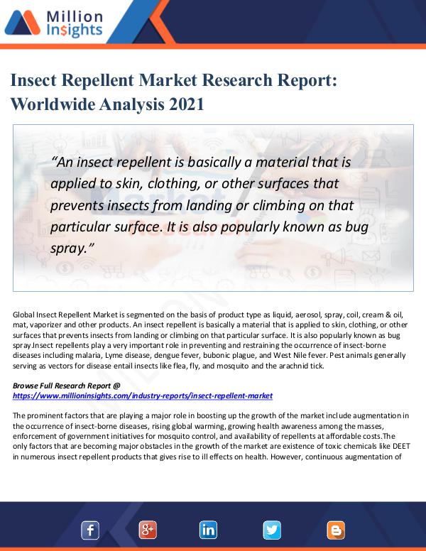 Insect Repellent Market Research Report  2021