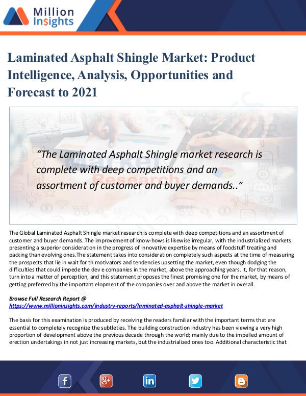 Market Updates Laminated Asphalt Shingle Market- Product Analysis