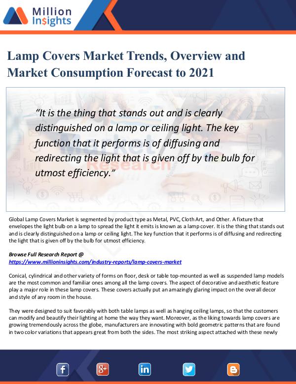 Market Updates Lamp Covers Market Trends, Overview Report 2021