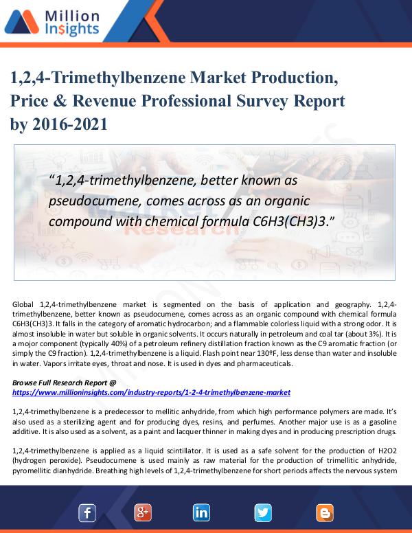 Market Updates 1,2,4-Trimethylbenzene Market Production 2021