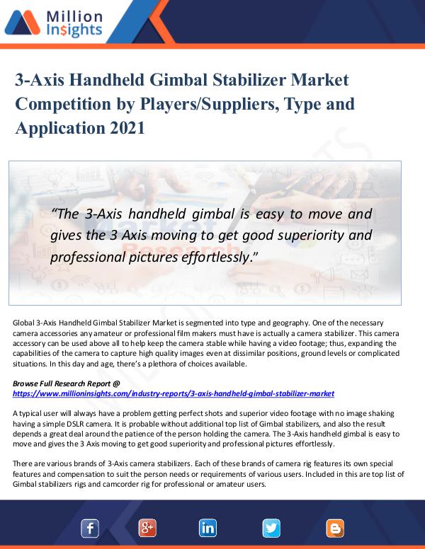 Market Updates 3-Axis Handheld Gimbal Stabilizer Market Share's