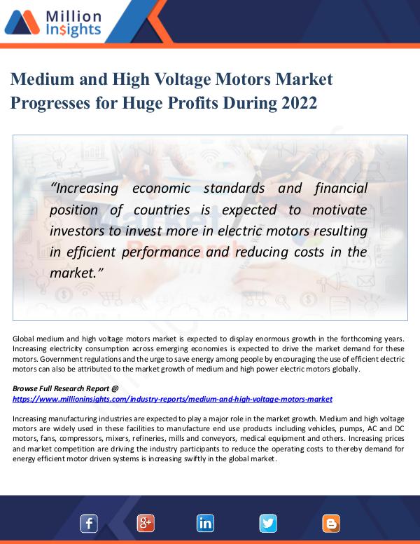 Market Updates Medium and High Voltage Motors Market Report 2022