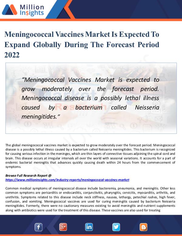 Market Updates Meningococcal-Vaccines Market Research Report 2022