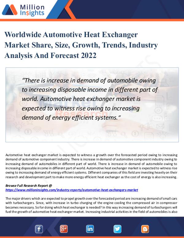 Market Updates Automotive Heat Exchanger Market 2022 - Trends