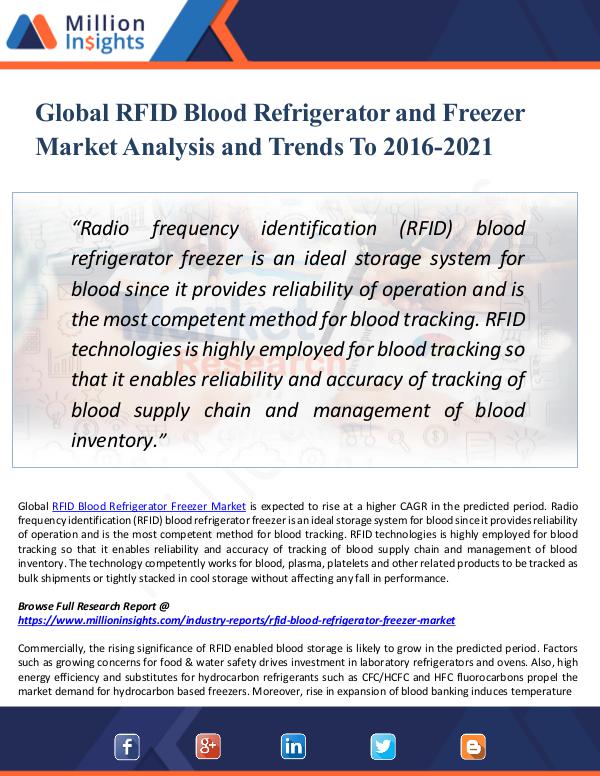 Market Updates RFID Blood Refrigerator and Freezer Market Trend