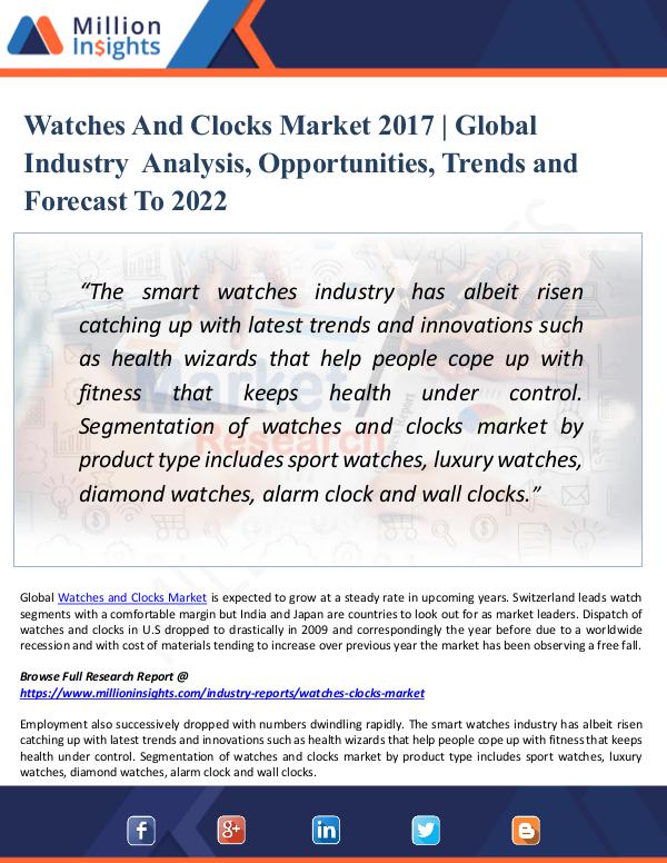 Market Updates Watches And Clocks Market 2017 - Global Industry