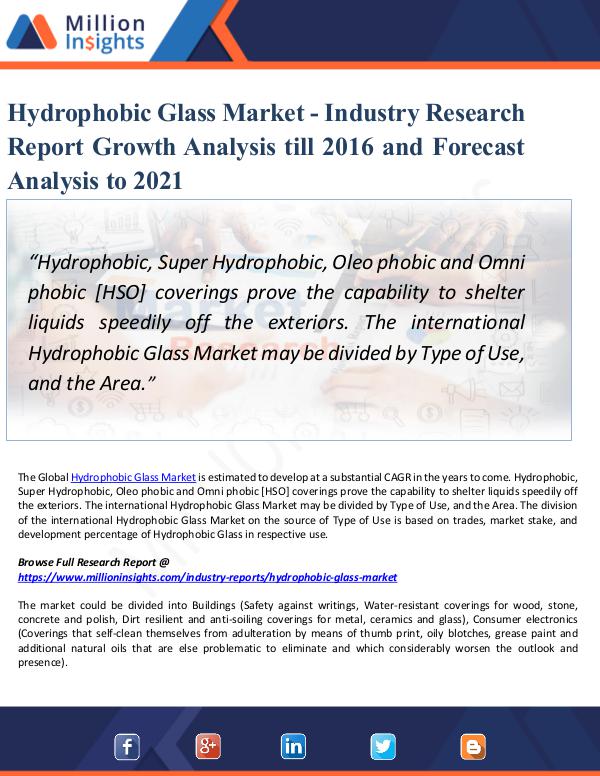 Market Updates Hydrophobic Glass Market Research Report 2021