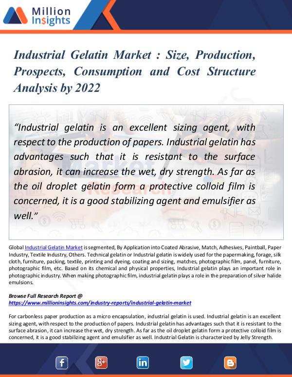 Market Updates Industrial Gelatin Market Size and Production 2022