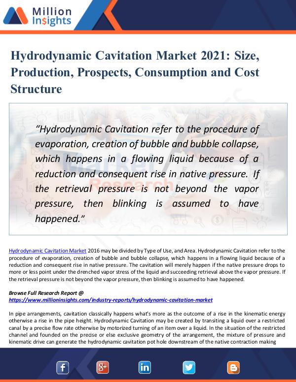 Market Updates Hydrodynamic Cavitation Market 2021- Size & Share