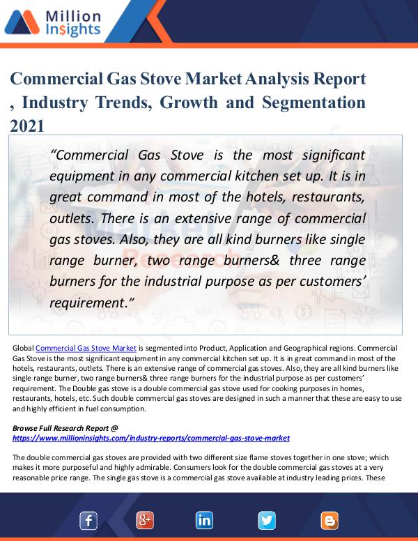 Market Updates Commercial Gas Stove Market Analysis Report 2021