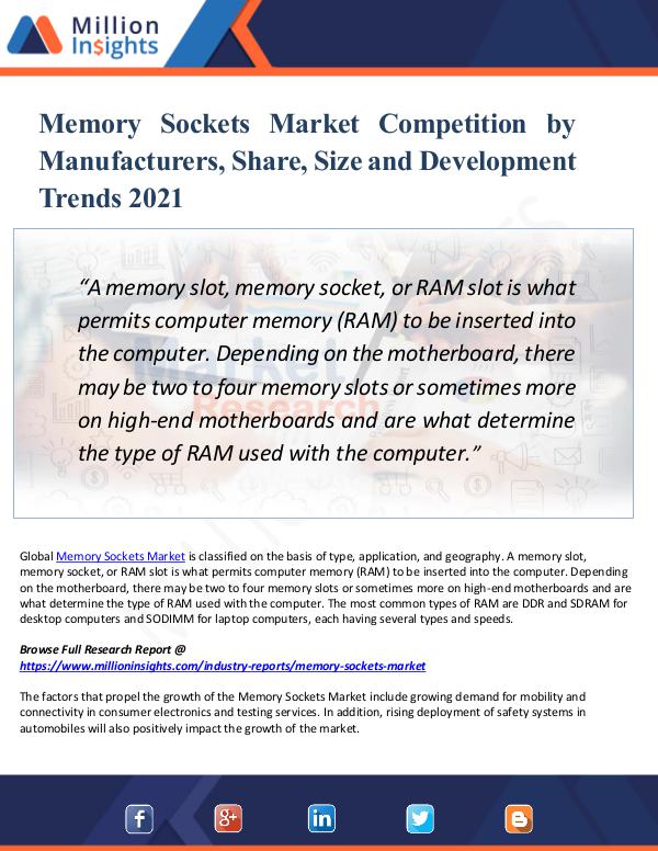 Market Updates Memory Sockets Market Competition by Manufacturers