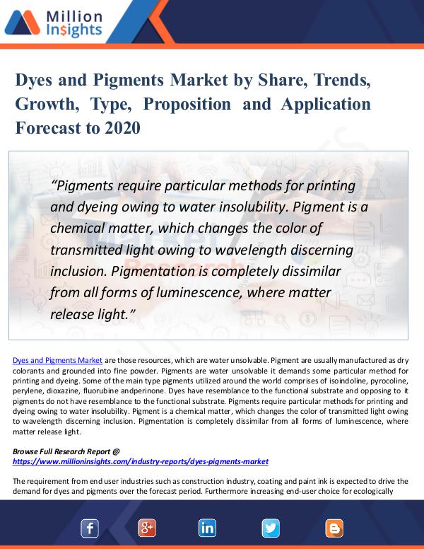 Market Updates Dyes and Pigments Market by Share, Trends, Growth