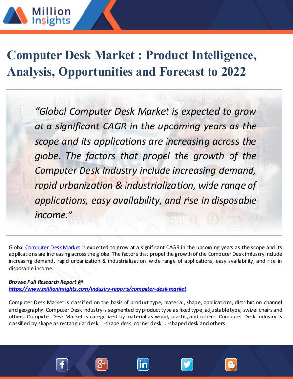 Market Updates Computer Desk Market - Product Intelligence 2022