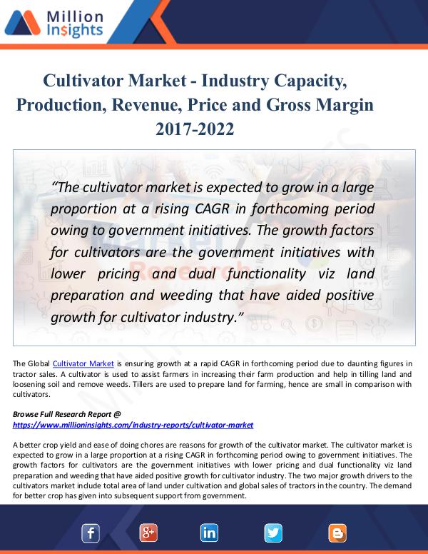 Market Updates Cultivator Market - Industry Capacity, Production