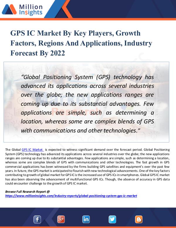 Market Updates GPS IC Market By Key Players, Growth Factors 2022