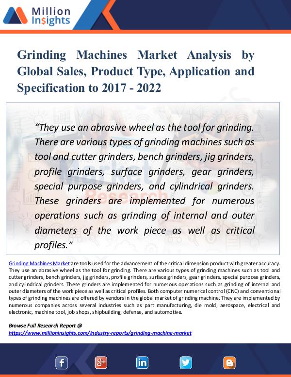 Market Updates Grinding Machines Market Analysis by Sales 2022