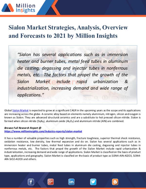 Market Updates Sialon Market Strategies, Analysis, Overview 2021