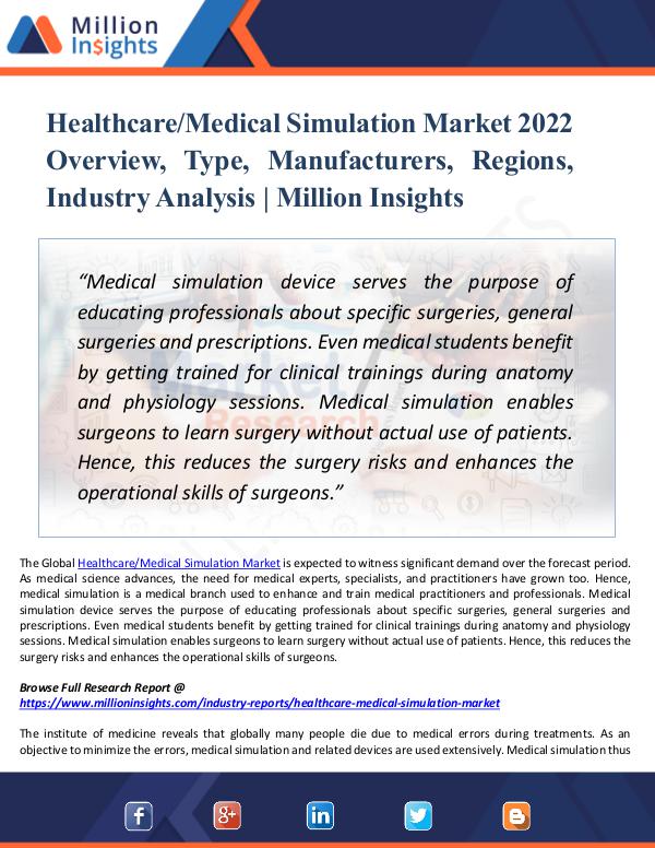 Healthcare-Medical Simulation Market 2022 Report