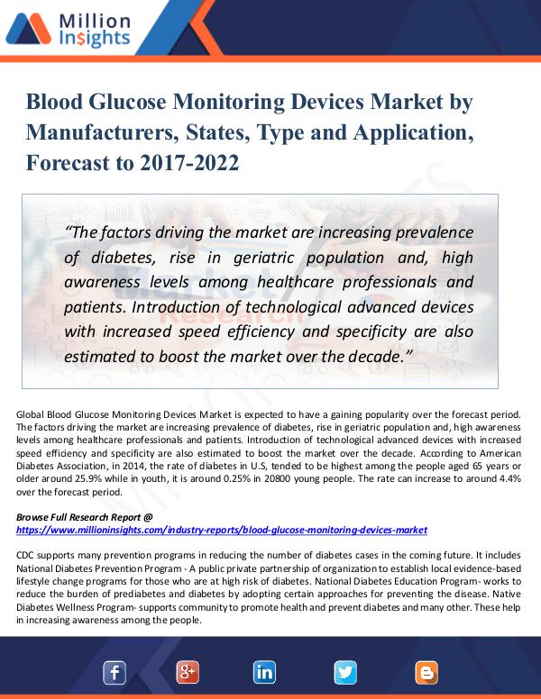 Blood Glucose Monitoring Devices Market by 2022