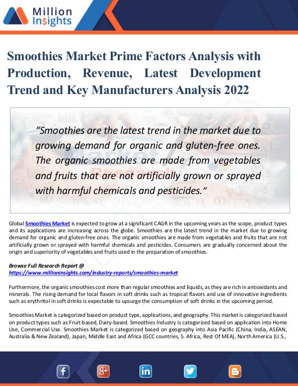 Market New Research Smoothies Market Prime Factors Analysis with 2022