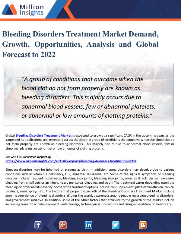 Market New Research Bleeding Disorders Treatment Market Demand, Growth