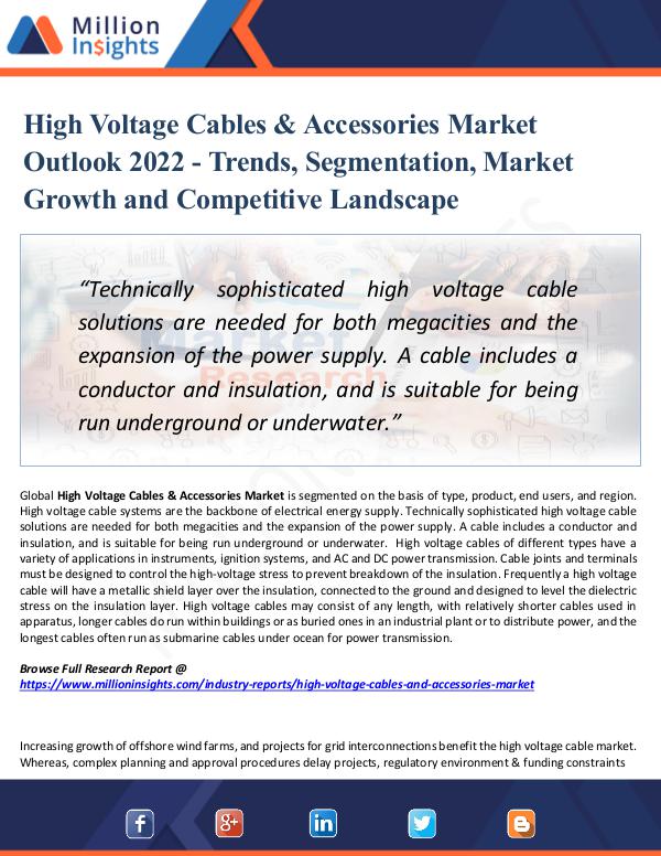 High Voltage Cables & Accessories Market 2022