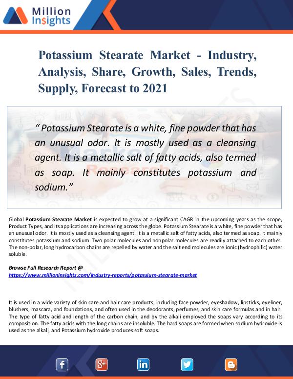 Potassium Stearate Market - Industry,Analysis 2021