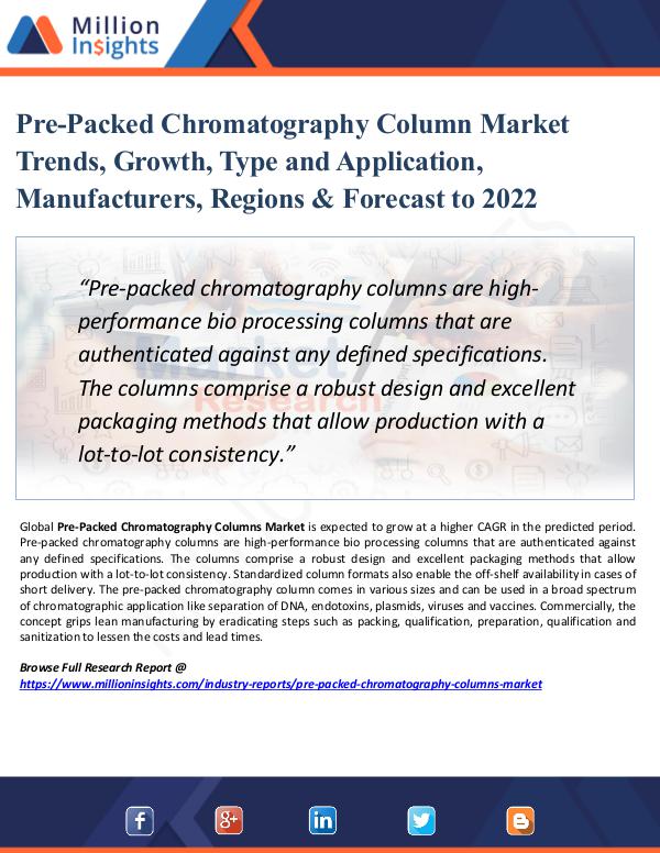 Pre-Packed Chromatography Column Market Size 2022