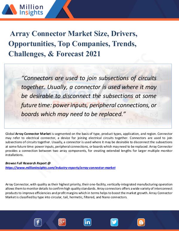 Market New Research Array Connector Market Size, Drivers, 2021