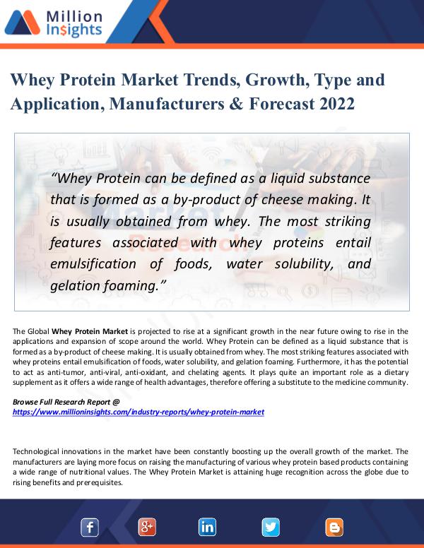 Market New Research Whey Protein Market Trends, Growth, Type 2022