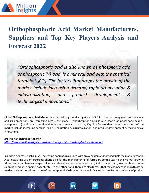 Orthophosphoric Acid Market Manufacturers, 2022