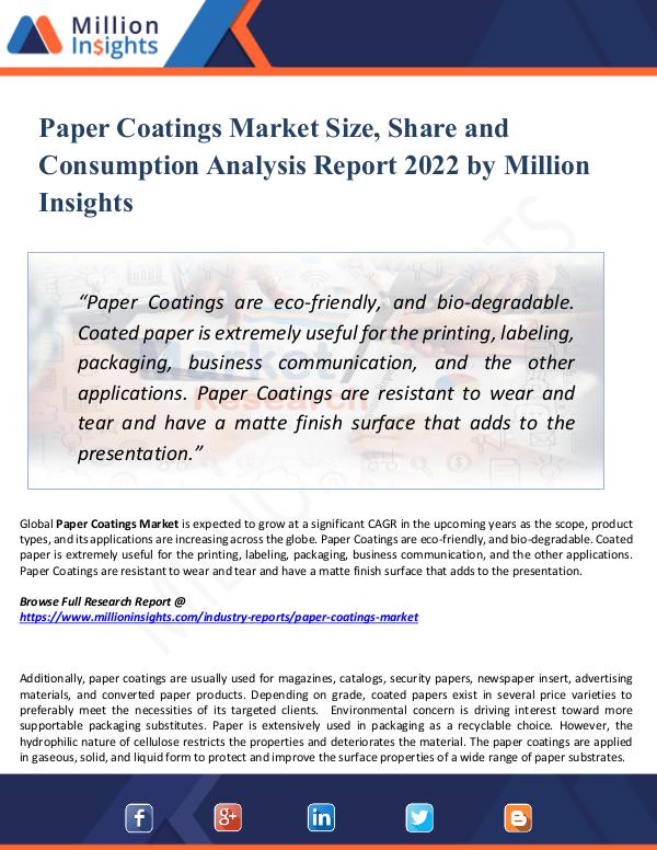 Paper Coatings Market Size, Share and Consumption