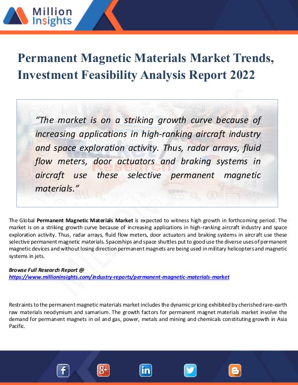 Permanent Magnetic Materials Market Trends, 2022