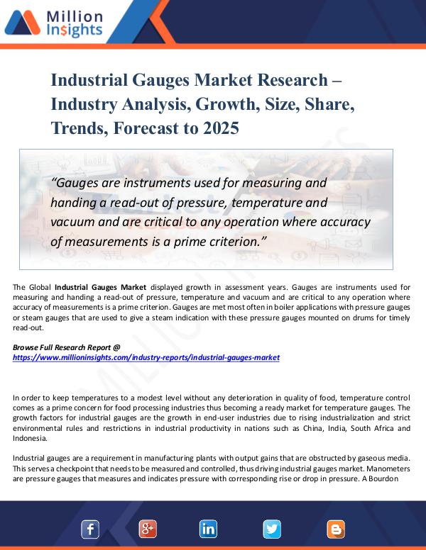 Market New Research Industrial Gauges Market Research Analysis