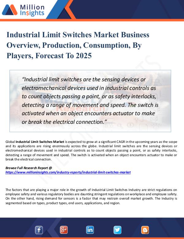 Market New Research Industrial Limit Switches Market Business Overview