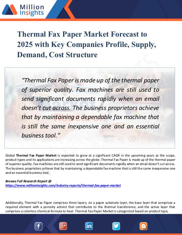 Market Research Analysis Thermal Fax Paper Market Forecast 2025