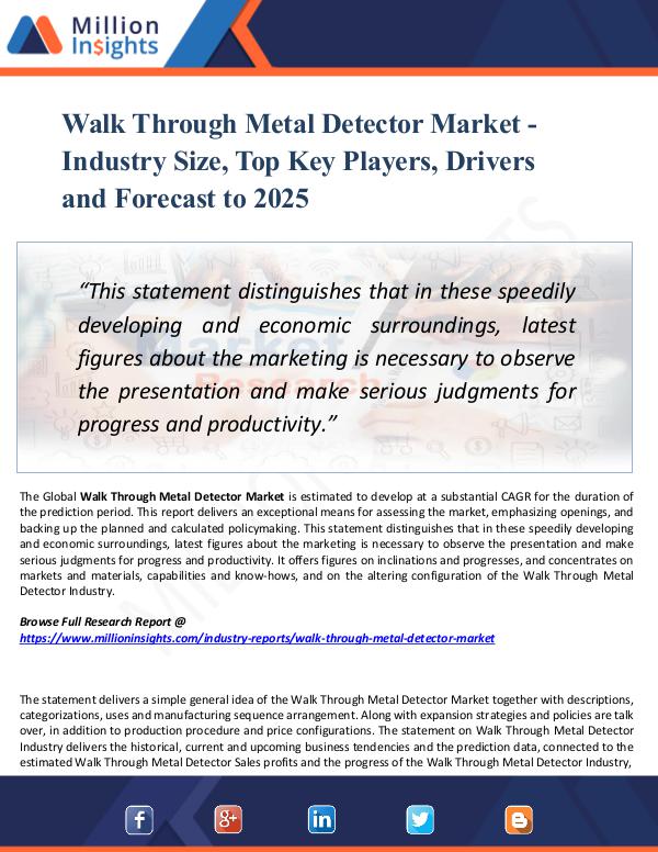 Market Research Analysis Walk Through Metal Detector Market - Industry Size