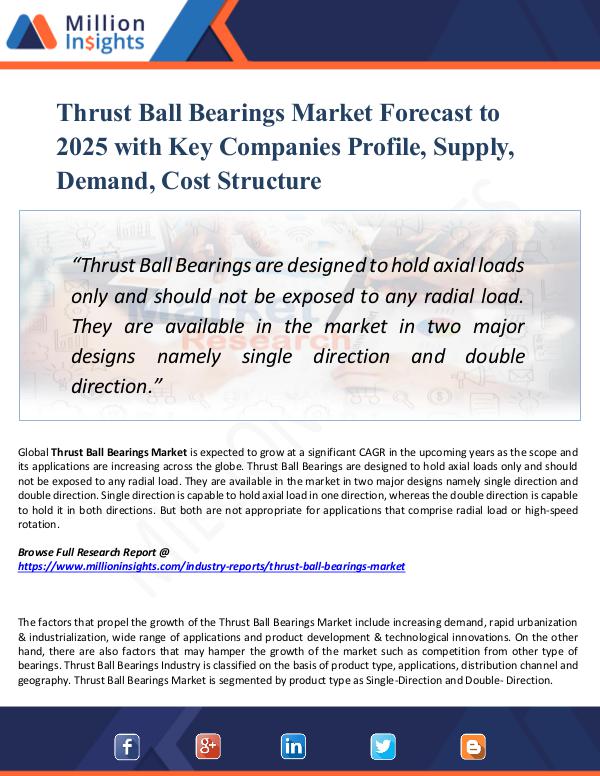 Market Research Analysis Thrust Ball Bearings Market Forecast to 2025