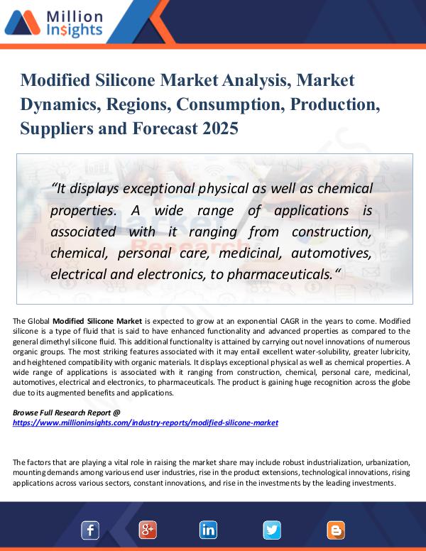 Modified Silicone Market Analysis, Market Dynamics