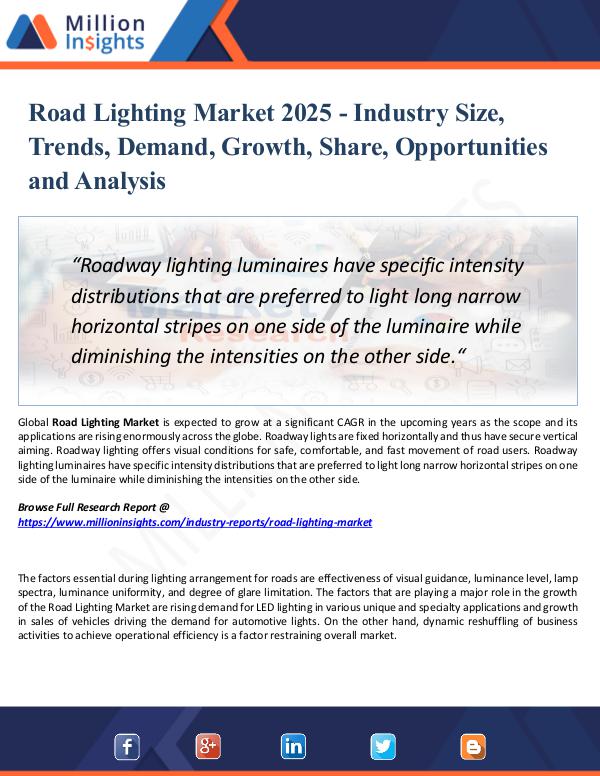 Road Lighting Market 2025 - Industry Size, Trends,