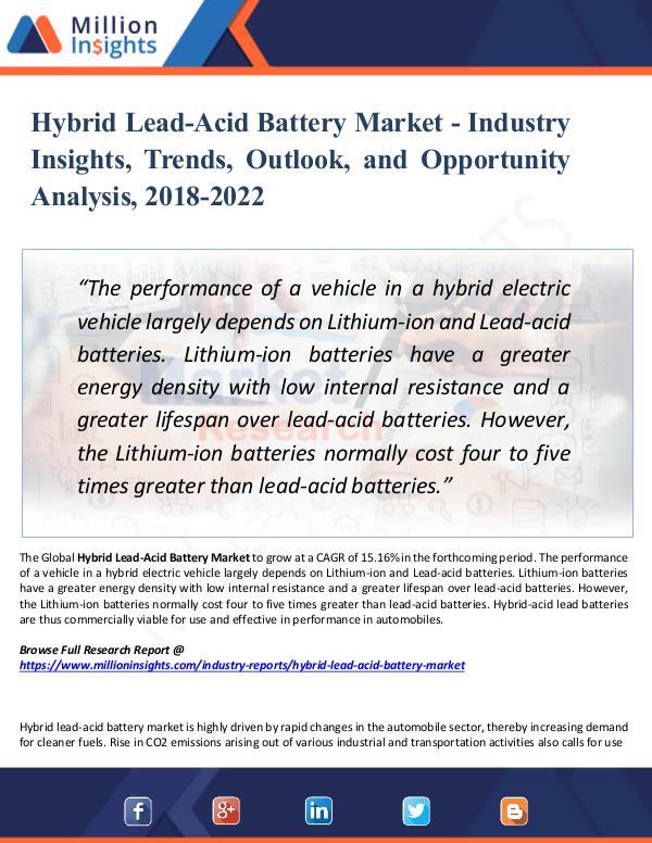 Market Research Analysis Hybrid Lead-Acid Battery Market - Industry Insight