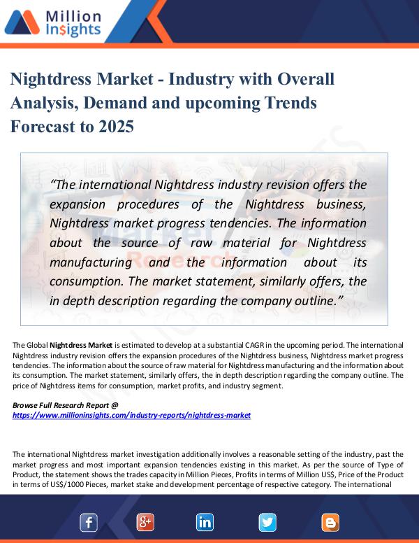 Market Research Analysis Nightdress Market - Industry with Overall Analysis